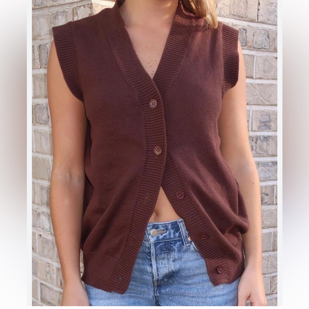 Olivaceous Women's Chocolate Brown Sweater Vest new 🆕